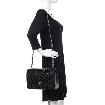 Chanel Patent Quilted Jumbo Double Flap Black 2 of 11