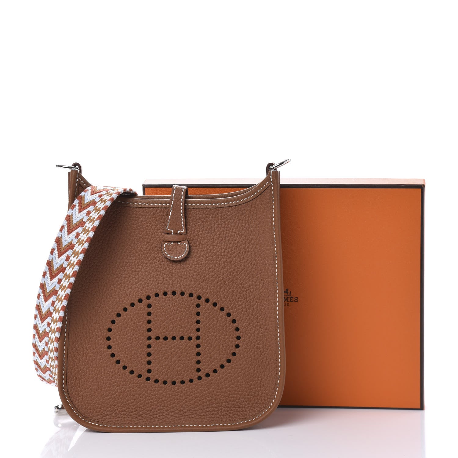 Hermes Taurillon Clemence Allegro Evelyne TPM Gold Cornaline White 10 of 10