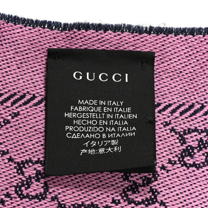 Gucci Wool Jacquard GG Monogram Sten Fringe Scarf Magenta Bordeaux 3 of 4
