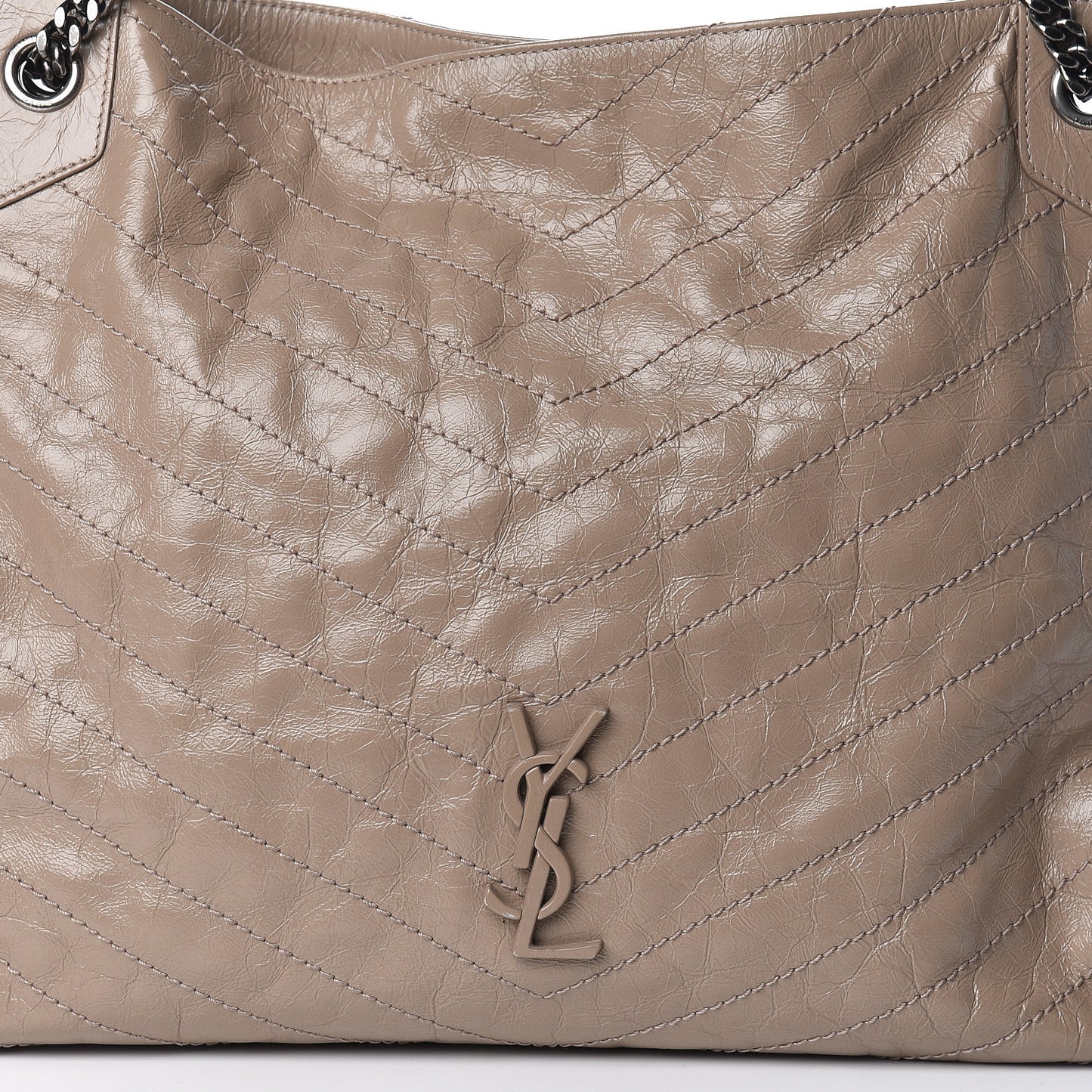 Crinkled Calfskin Matelasse Monogram Niki Shoulder Bag Light Taupe