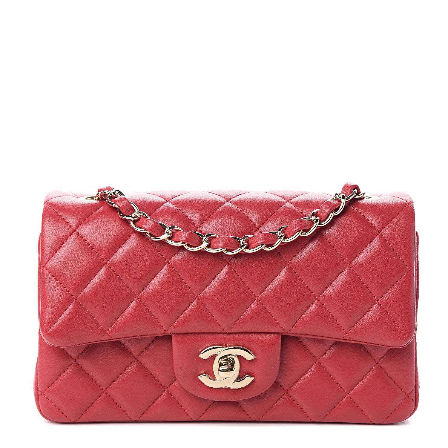 Chanel Lambskin Quilted Mini Rectangular Flap Dark Pink 1 of 10