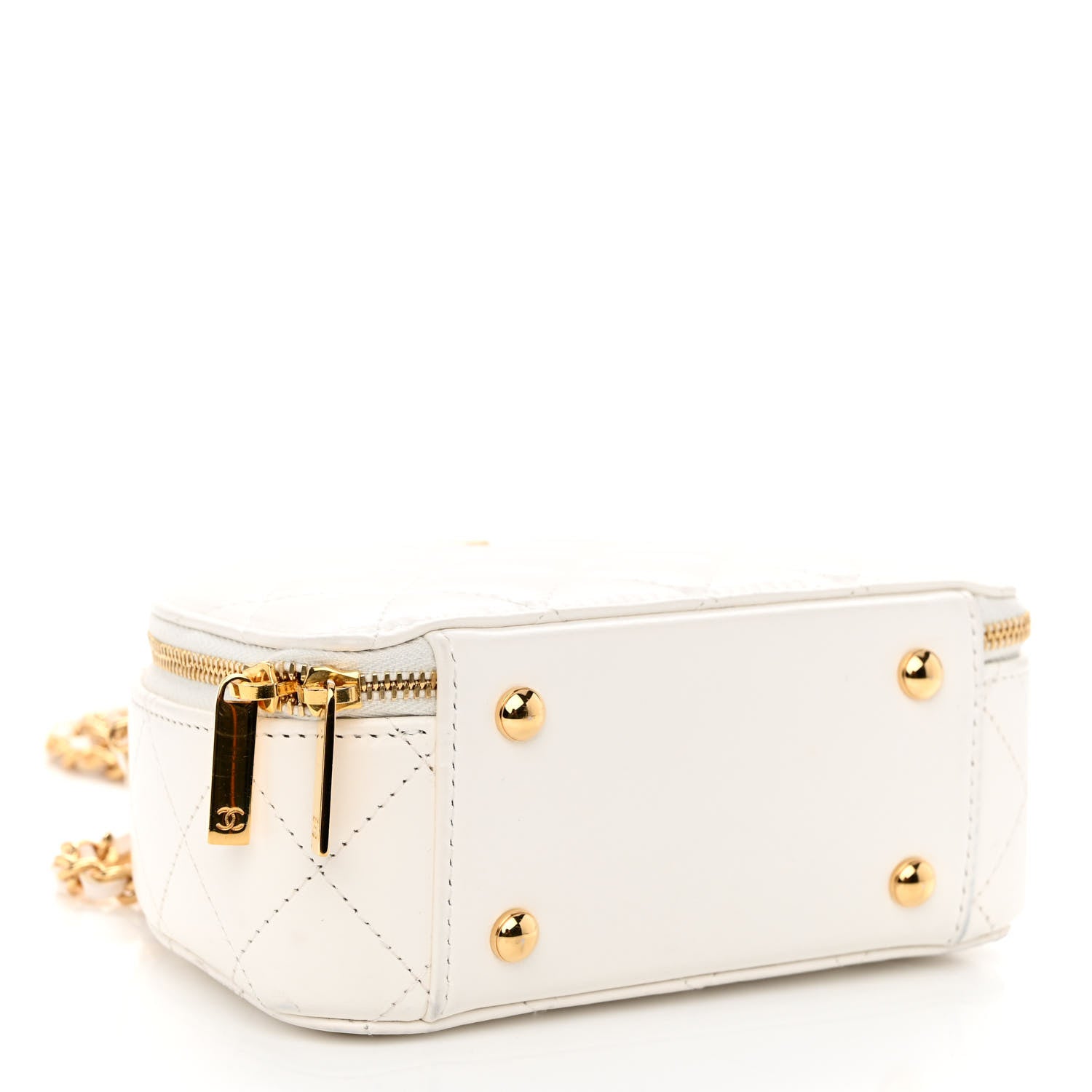 Chanel Lambskin Quilted Small Chic Riviera Top Handle Vanity Case White 4 of 11