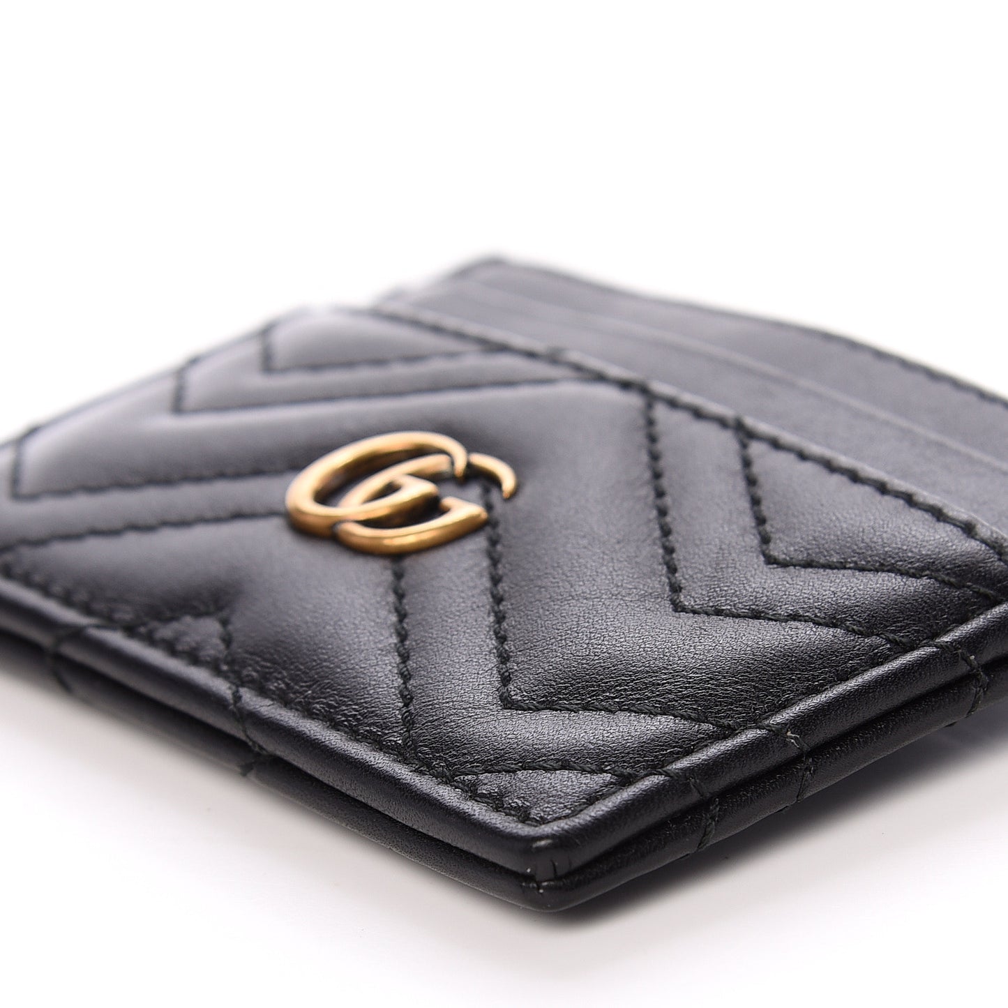 Calfskin Matelasse GG Marmont Card Holder Black