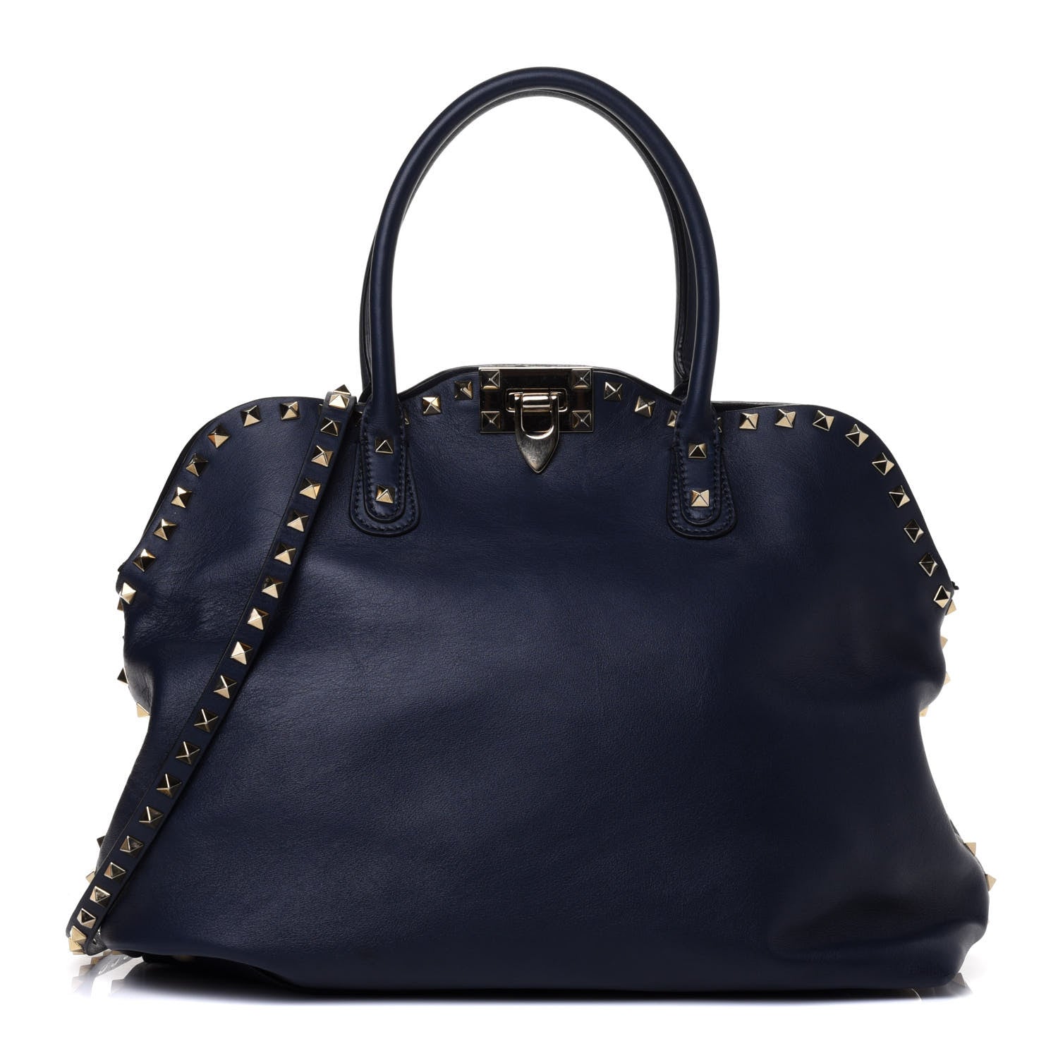Valentino Garavani Vitello Rockstud Dome Satchel Marine 1 of 4