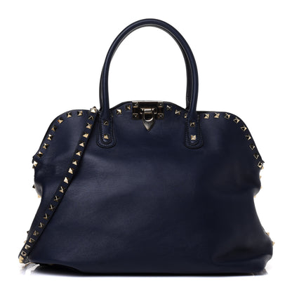 Valentino Garavani Vitello Rockstud Dome Satchel Marine 1 of 4