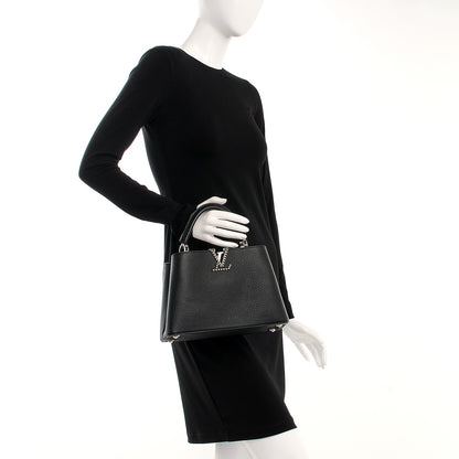 Louis Vuitton Taurillon Studded Capucines BB Black 3 of 8