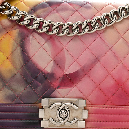 Chanel Printed Lambskin Quilted Medium Flower Power Boy Flap 5 of 13