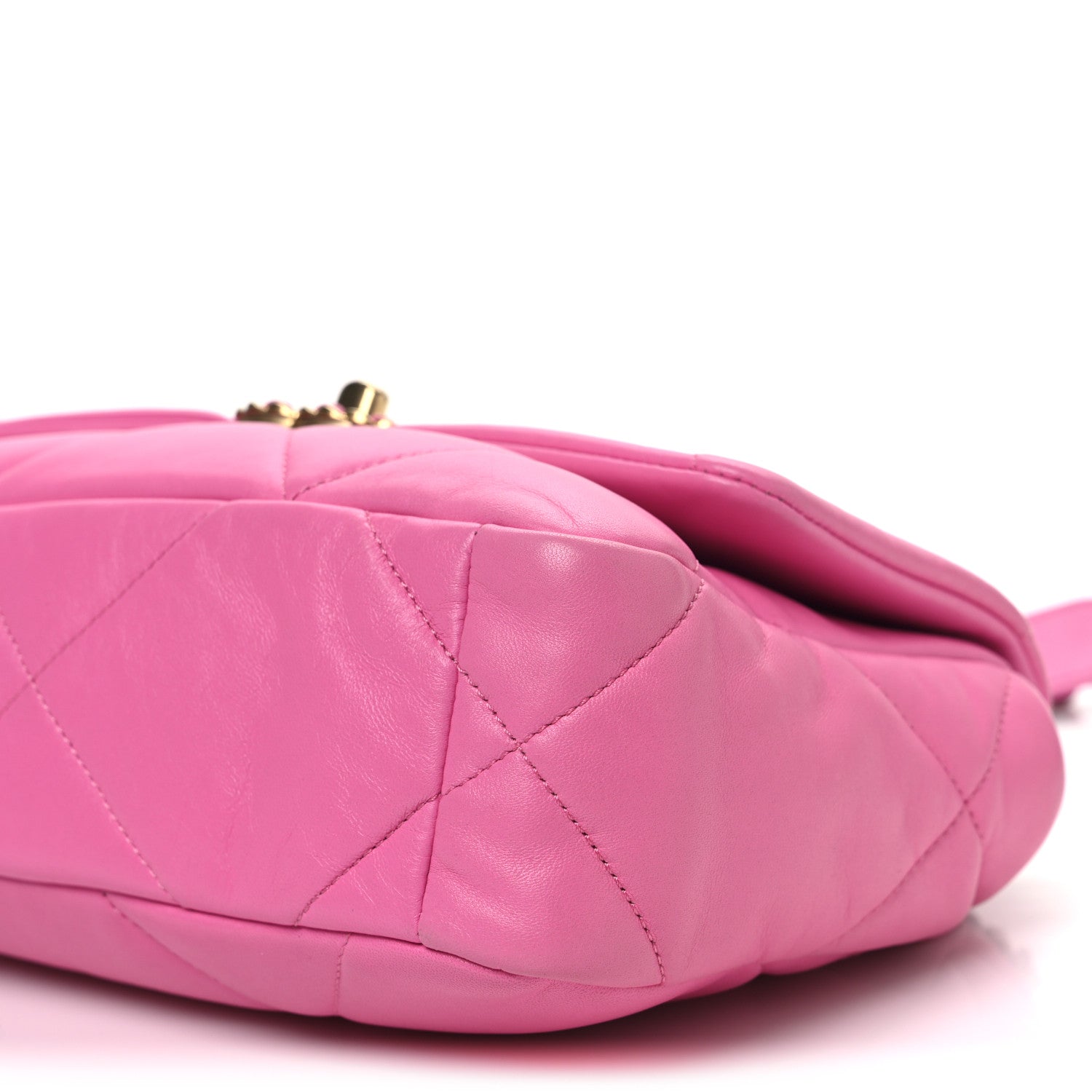 Chanel Shiny Lambskin Quilted Medium Chanel 19 Flap Neon Pink 10 of 11