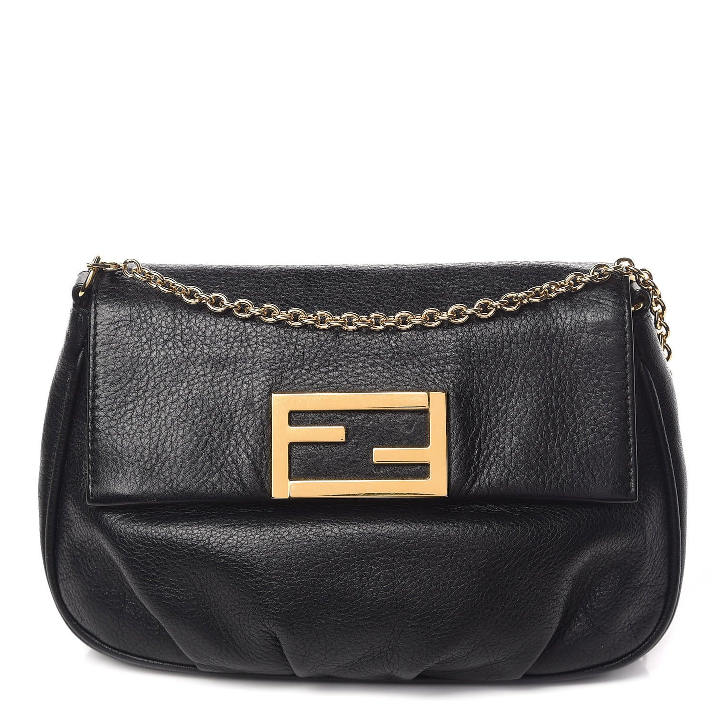 Vitello Flamingo Fendista Pouchette Crossbody Black