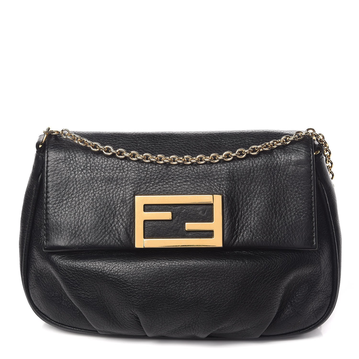 Fendi Vitello Flamingo Fendista Pouchette Crossbody Black 1 of 10