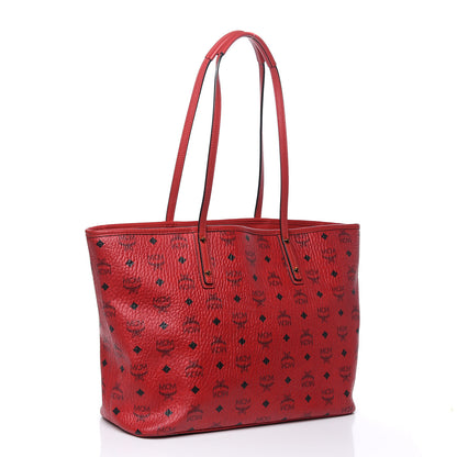 MCM Visetos Medium Anya Zip Top Shopper Tote Ruby Red 3 of 16