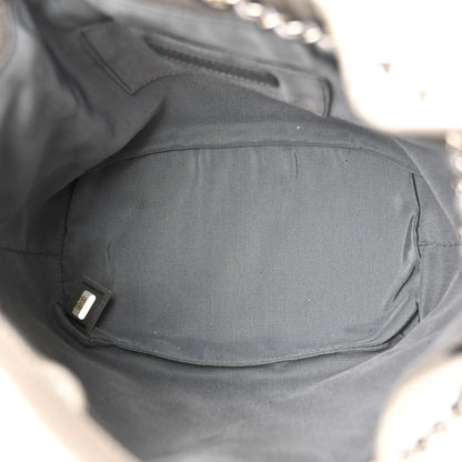 Chanel Metallic Calfskin Studded Chevron Quilted Small Stud Wars Drawstring Bag Silver 5 of 11