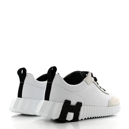 Hermes Goatskin Suede Goatskin Bouncing Sneakers 37 White Black 4 of 8