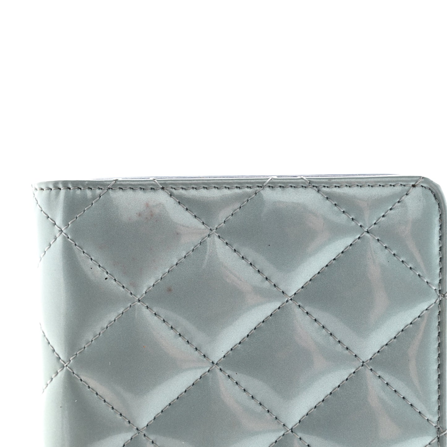 Patent Calfskin Quilted Yen Wallet Blue