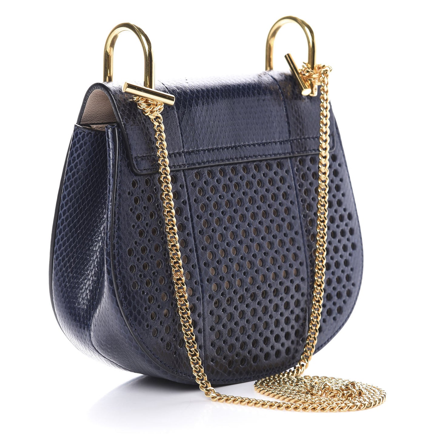 Ayers Perforated Mini Drew Shoulder Bag Navy