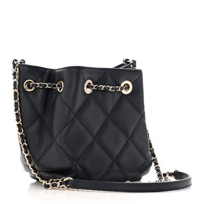 Chanel Lambskin Quilted CC Dweller Drawstring Bucket Bag Navy 3 of 11
