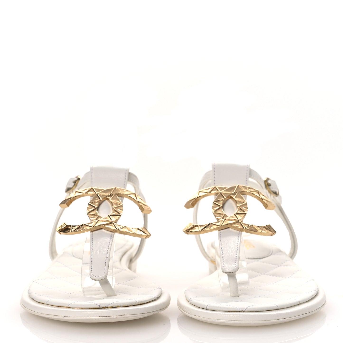 Lambskin CC Thong Sandals 36 White