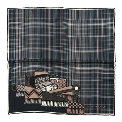 Louis Vuitton Silk Monogram Plaid Pocket Square Scarf 1 of 4
