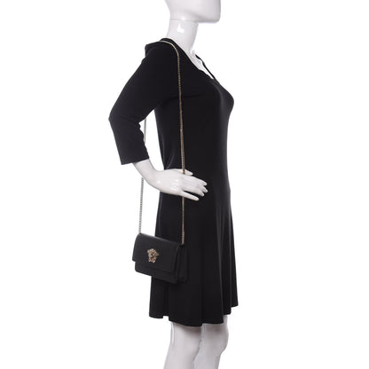 Versace Grained Calfskin Palazzo Chain Evening Bag Black 2 of 8