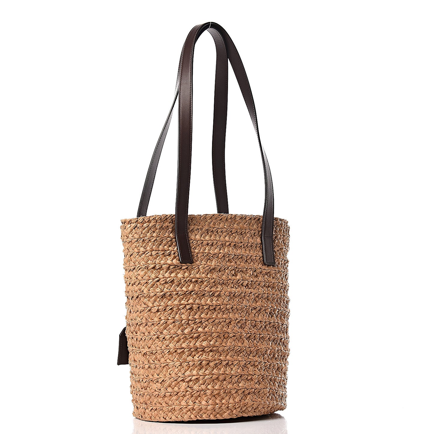 Raffia Calfskin Small Panier Tote Naturale Nut