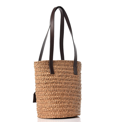 Saint Laurent Raffia Calfskin Small Panier Tote Naturale Nut 3 of 13