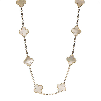 Van Cleef & Arpels 18K Yellow Gold Mother of Pearl 10 Motifs Vintage Alhambra Necklace 1 of 5
