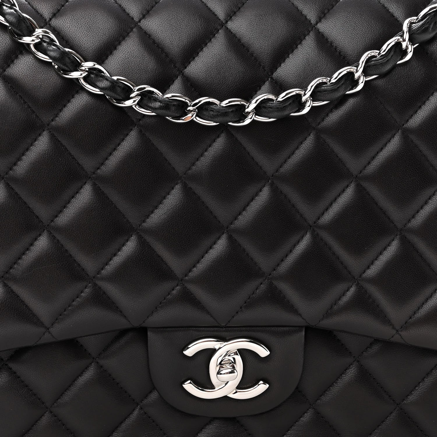 Chanel Lambskin Quilted Maxi Double Flap Black 7 of 10