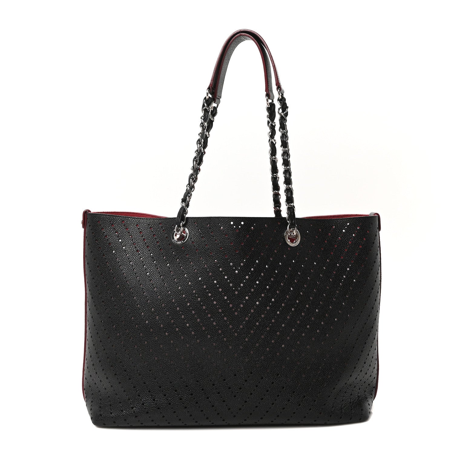 Chanel Perforated Grained Calfskin Large Shopping Tote Black 1 of 10