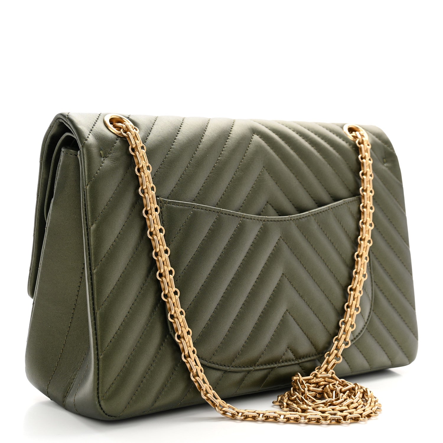 Chanel Metallic Calfskin Chevron Quilted 2.55 Reissue 226 Flap Green 3 of 10