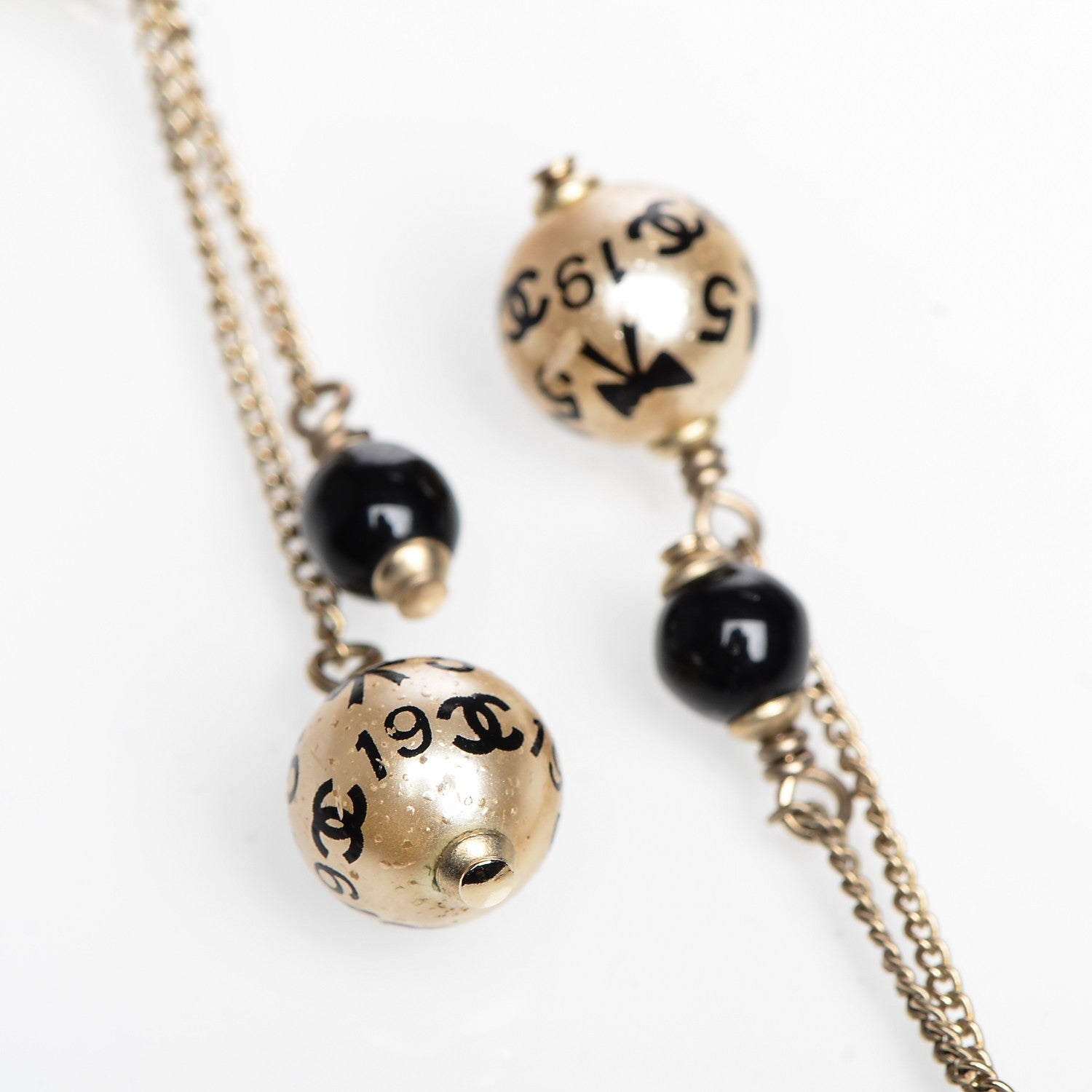 Chanel Enamel CC Pearl Dangle Earrings Black 6 of 6