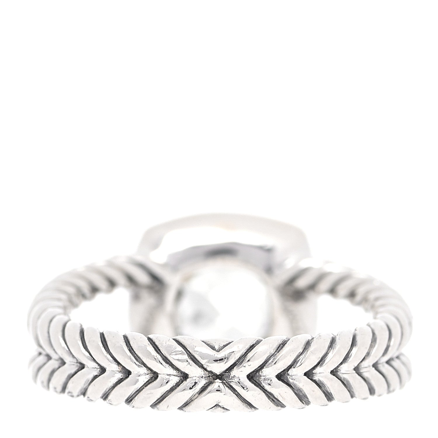 David Yurman Sterling Silver Diamond Prasiolite 7mm Petite Albion Ring 54 7 3 of 4