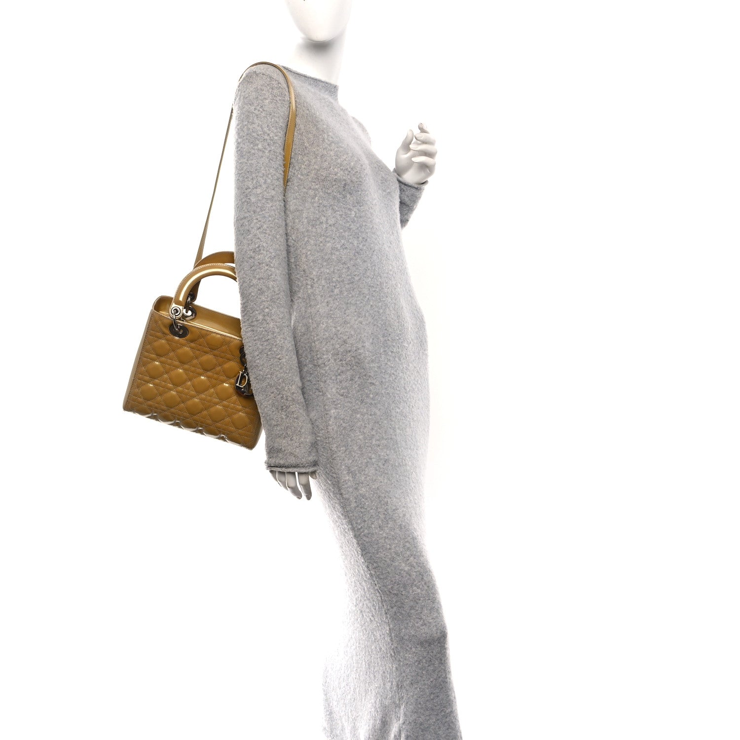 Christian Dior Patent Cannage Medium Lady Dior Beige 2 of 10