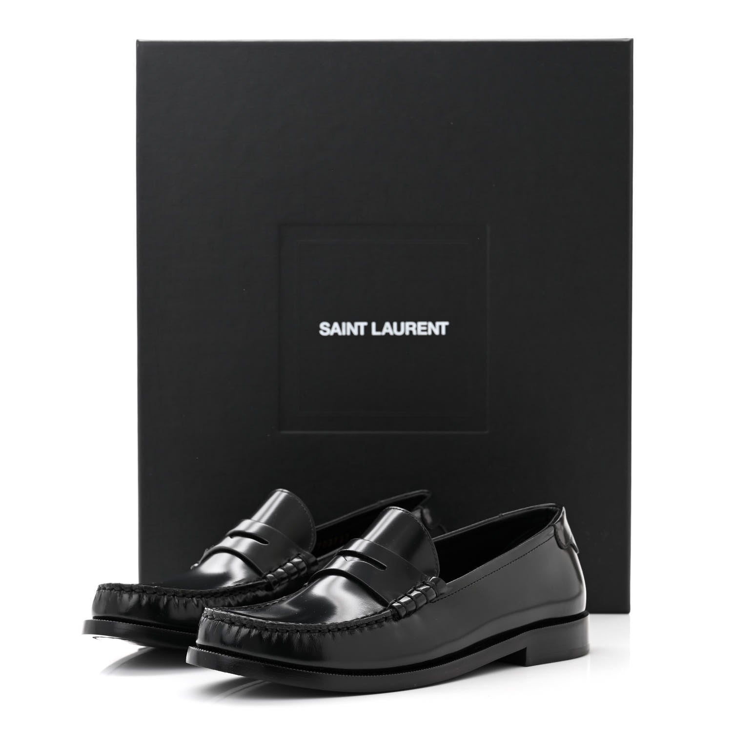 Saint Laurent Calfskin Penny Loafers 38 Black 10 of 10