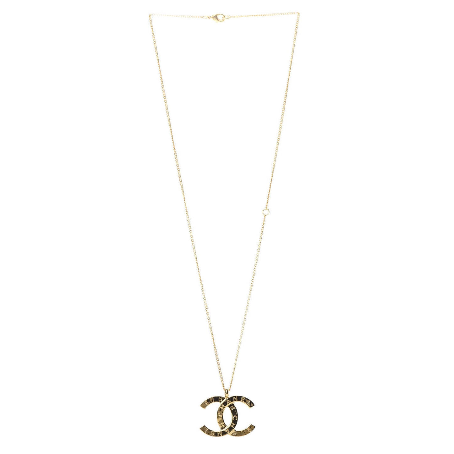 Metal CC Paris Button Necklace Gold