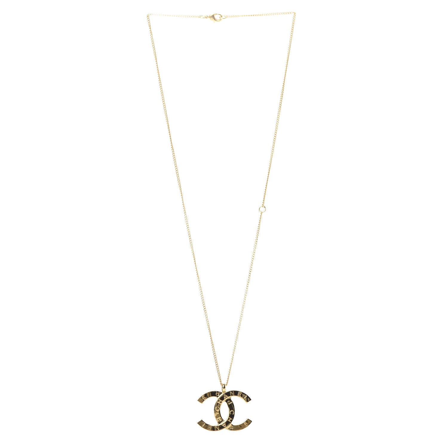 Chanel Metal CC Paris Button Necklace Gold 3 of 5