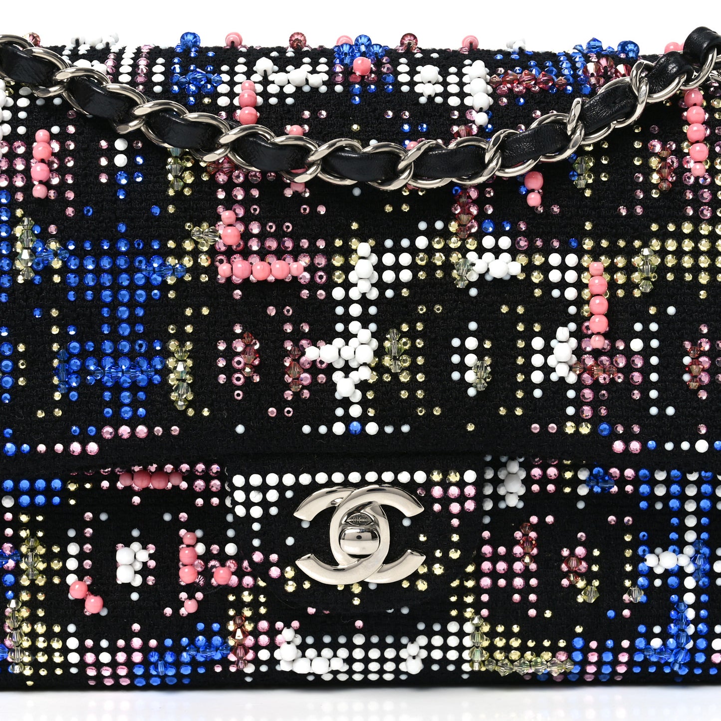 Crystal Tweed CC Medium Double Flap Black