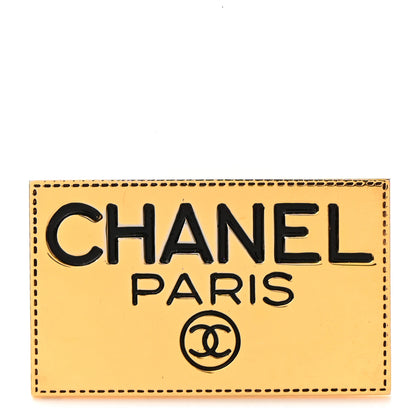 Chanel Metal Logo Plate Brooch Gold 1 of 4
