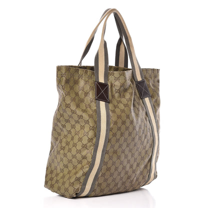 Gucci GG Monogram Medium Web Handle Vertical Tote Green 3 of 15