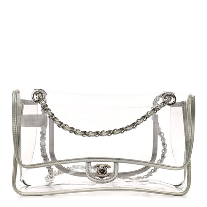 Chanel Metallic Lambskin PVC Medium Naked Flap Transparent Silver 1 of 11