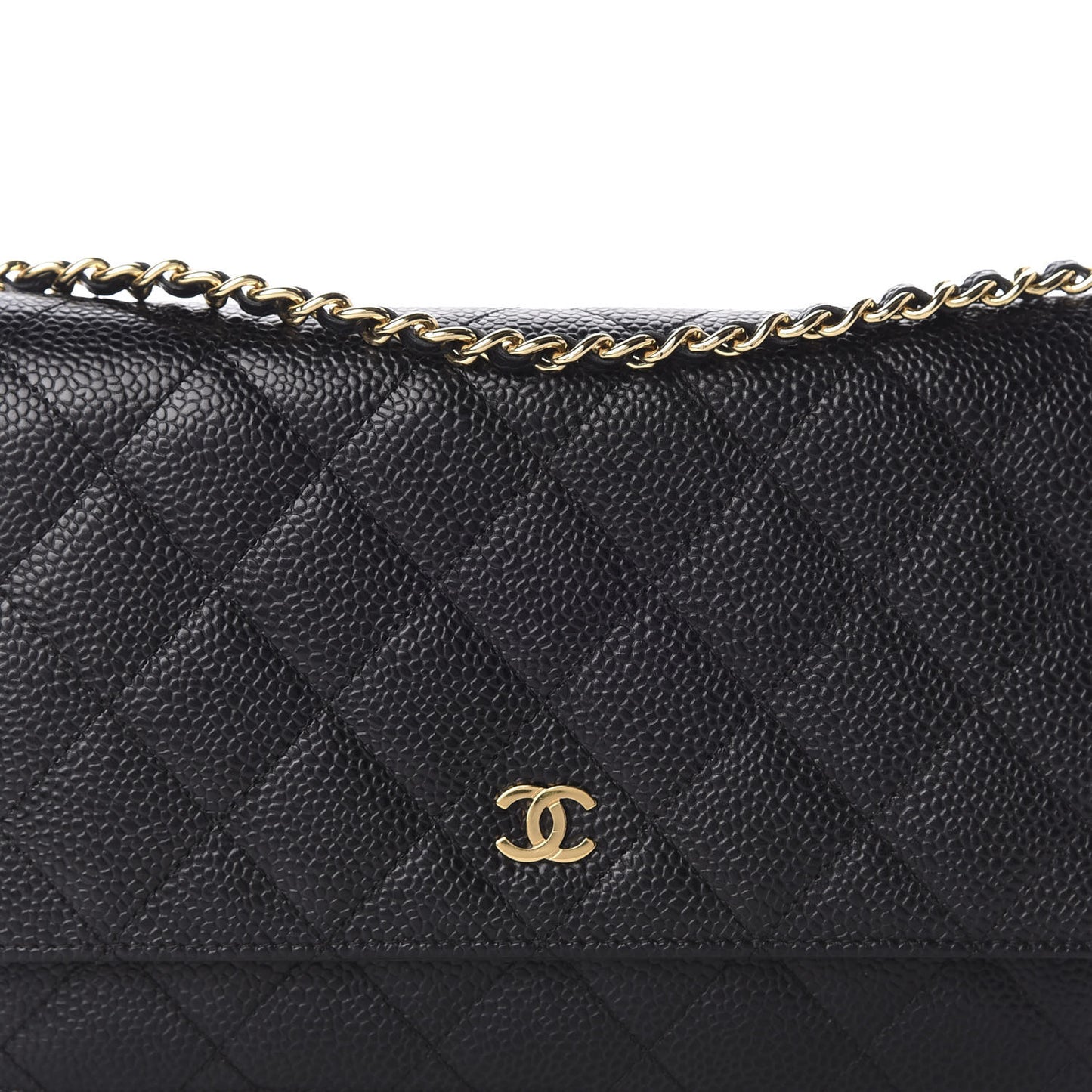 Caviar Quilted Wallet On Chain WOC Black