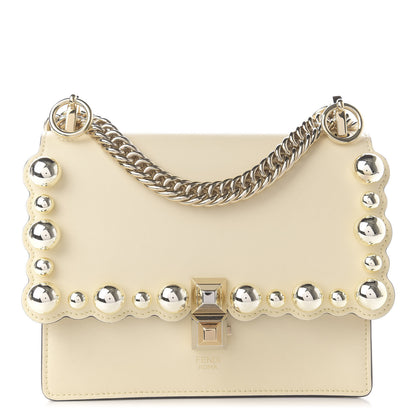 Fendi Vitello Liberty Pearl Scalloped Studded Small Kan I Shoulder Bag Burro 1 of 10