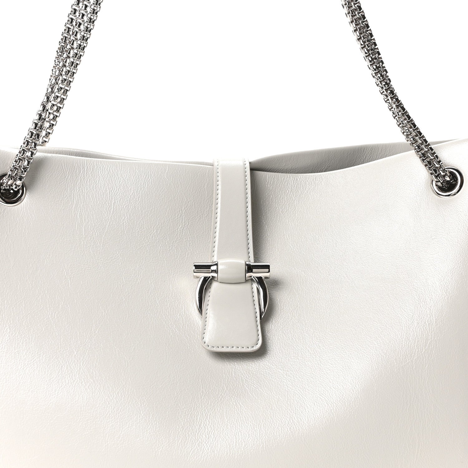 Salvatore Ferragamo Calfskin Large Mia Tote Grey 8 of 10