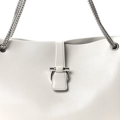 Salvatore Ferragamo Calfskin Large Mia Tote Grey 8 of 10