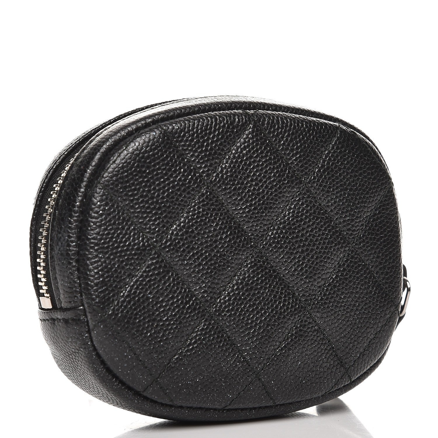 Chanel Metallic Caviar Quilted Zip Around Classic Coin Purse Black 3 of 8