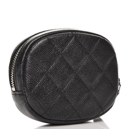 Chanel Metallic Caviar Quilted Zip Around Classic Coin Purse Black 3 of 8