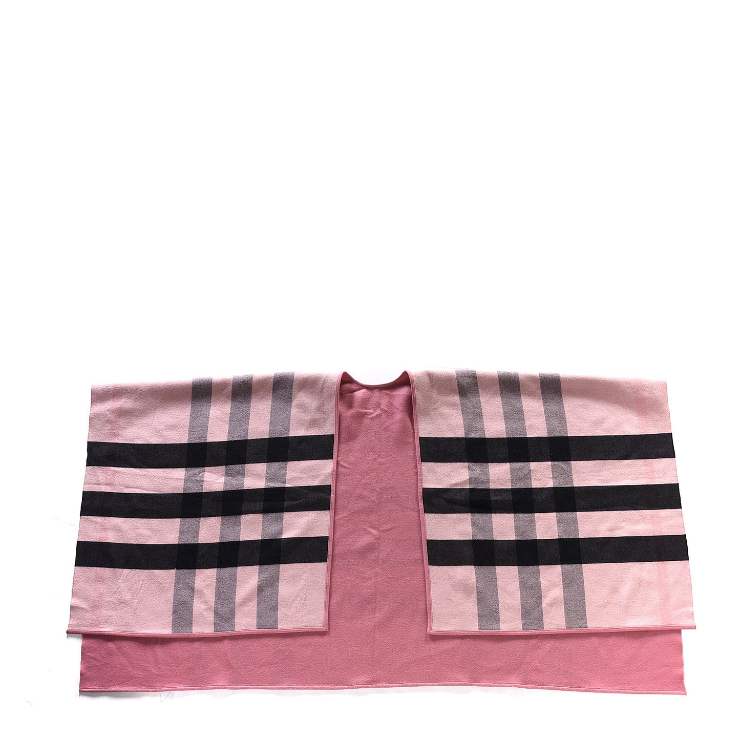 Wool Solid To Check Charlotte Cape Scarf Pink