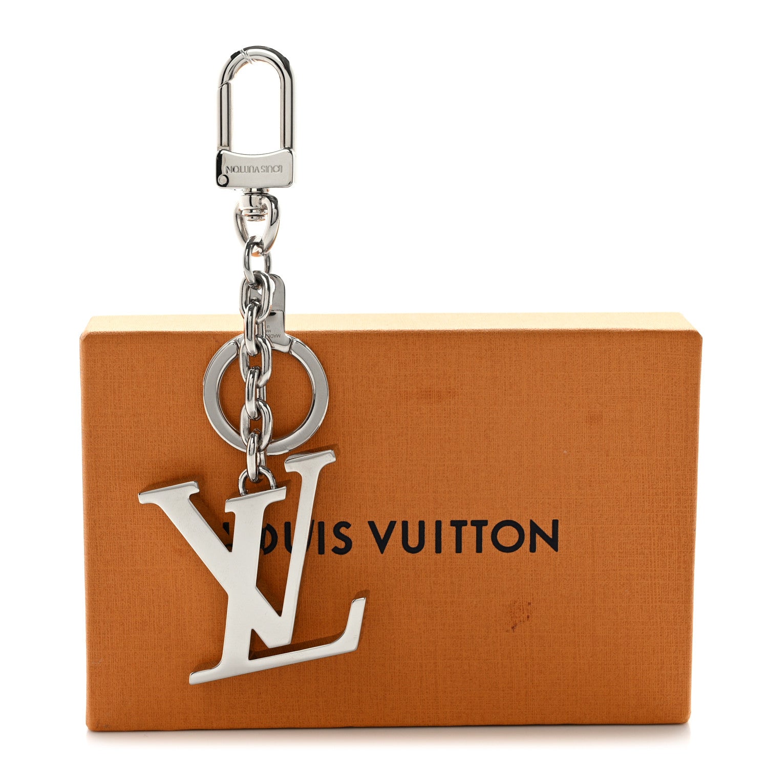 Louis Vuitton Metal Palladiium Finish LV Initiales Bag Charm Key Holder Silver 5 of 5