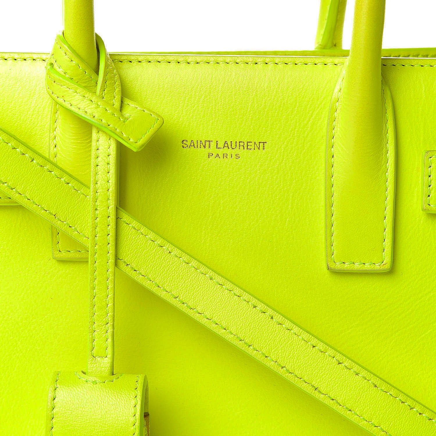 Saint Laurent Calfskin Nano Sac De Jour Neon Yellow 23 of 24
