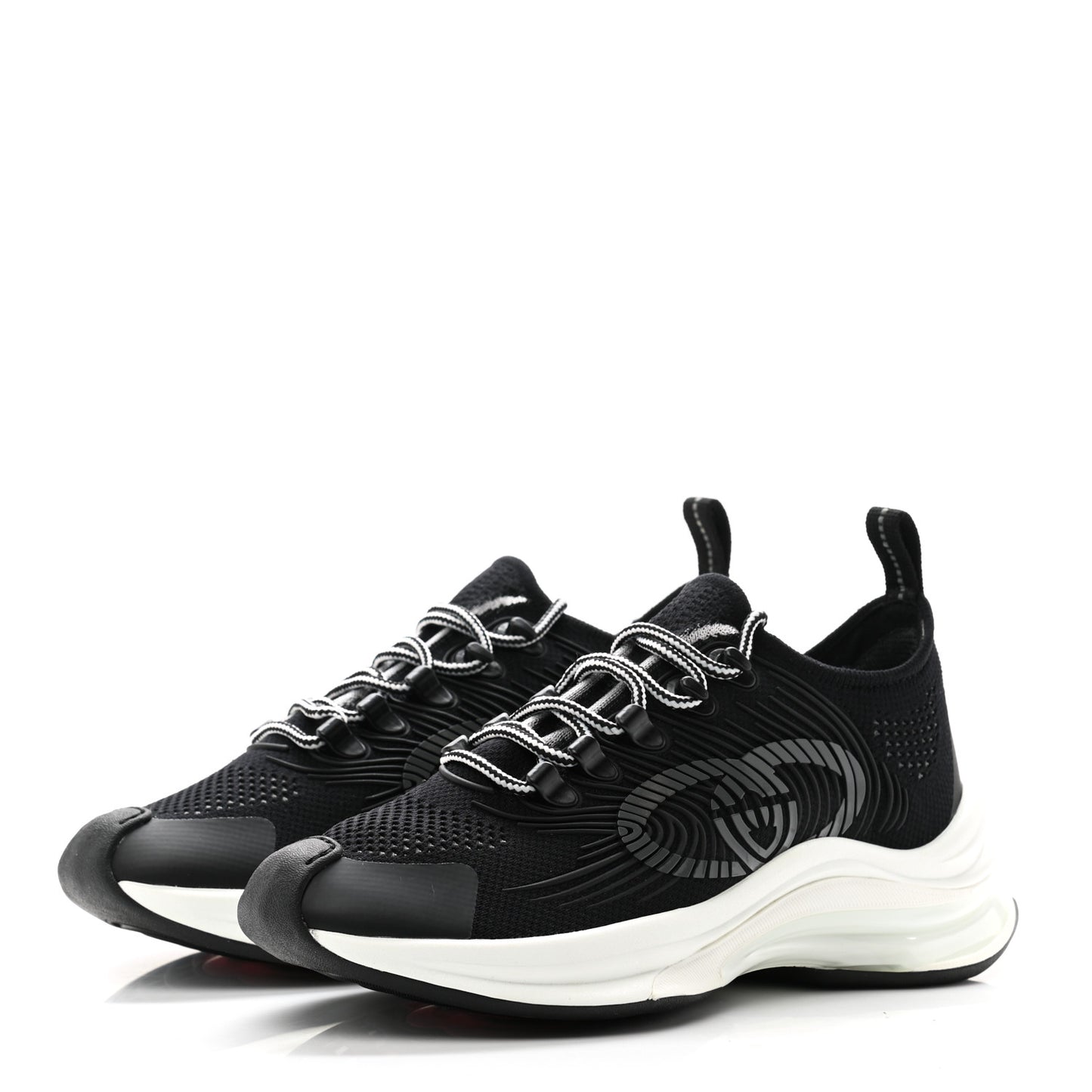 Technical Knit Fabric Waves Womens Gucci Run Sneakers 36.5 Black Loess