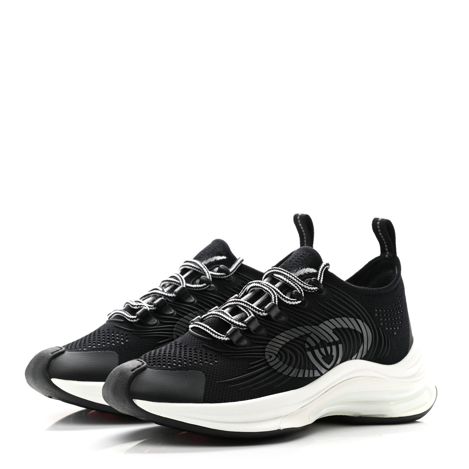 Gucci Technical Knit Fabric Waves Womens Gucci Run Sneakers 36.5 Black Loess 3 of 8